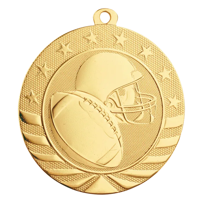 Football Starbrite Medal-Gold, 2 3/4"