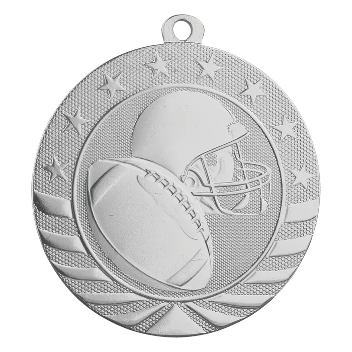 Football Starbrite Medal-Silver, 2 3/4"
