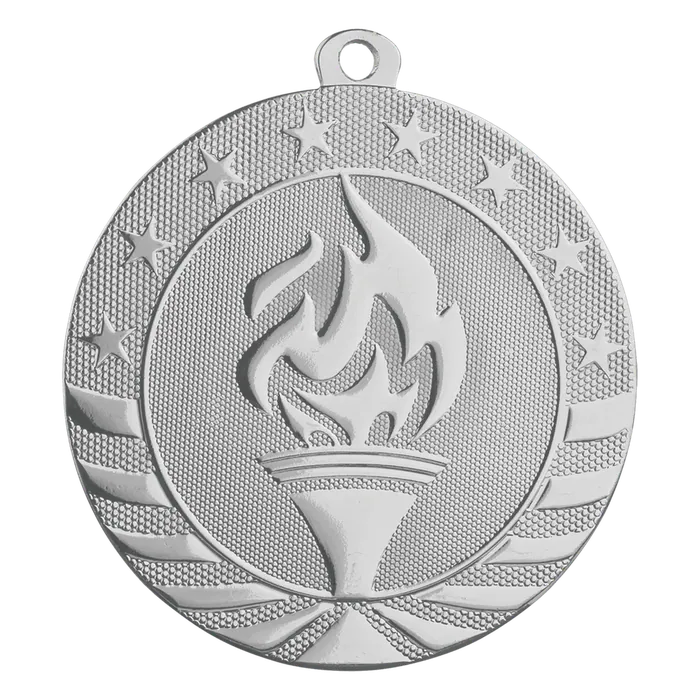 Torch Starbrite Medal-Silver, 2 3/4"