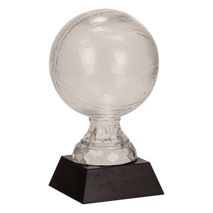 Glass Basketball with Black Marble Base, 7"