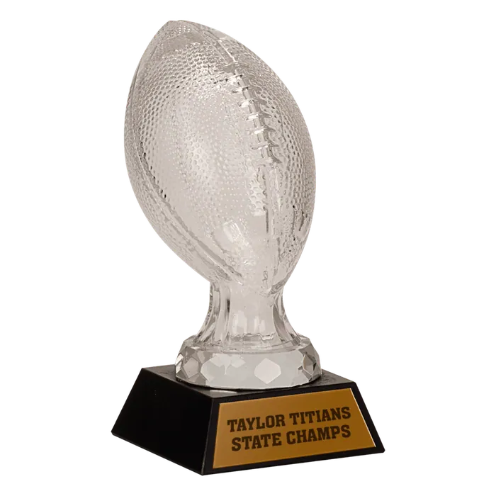 Glass Football with Black Marble Base, 7 1/2"
