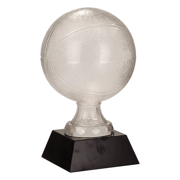 Glass Basketball with Black Marble Base, 13"