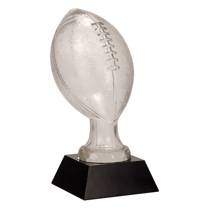Glass Football with Black Marble Base, 13 3/4"