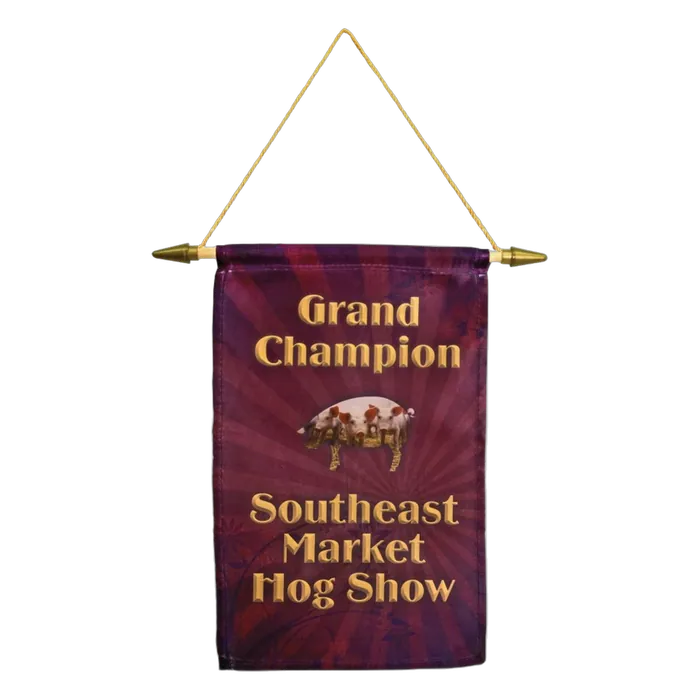 1-Sided Banner Includes Wooden Pole, Spear Tips, and Cord