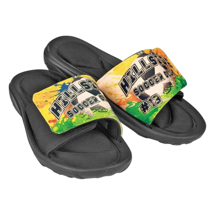 Large Slide-On Sandal with Memory Foam and Adjustable Strap