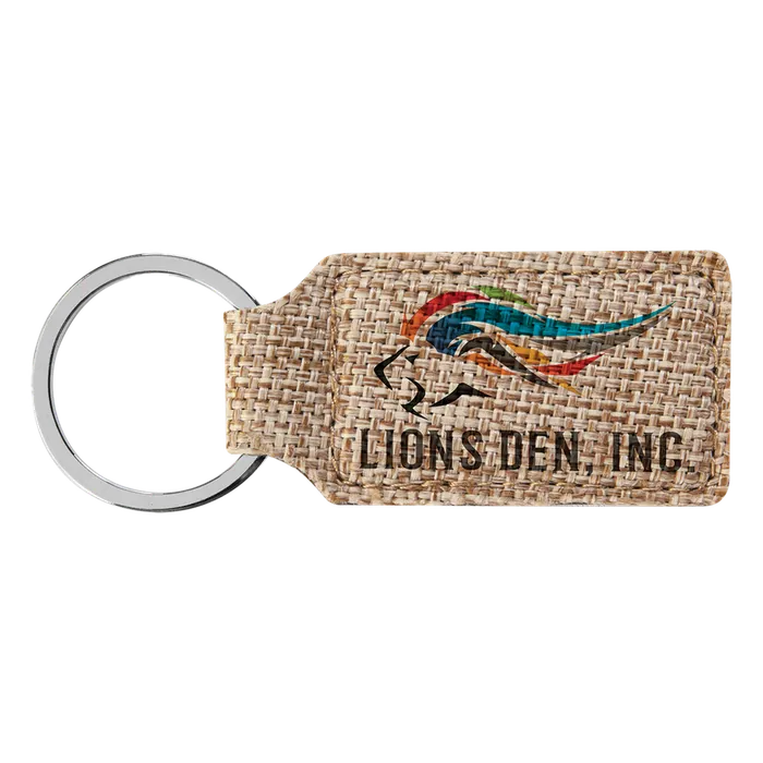 Rectangle Sublimatable Burlap Keychain