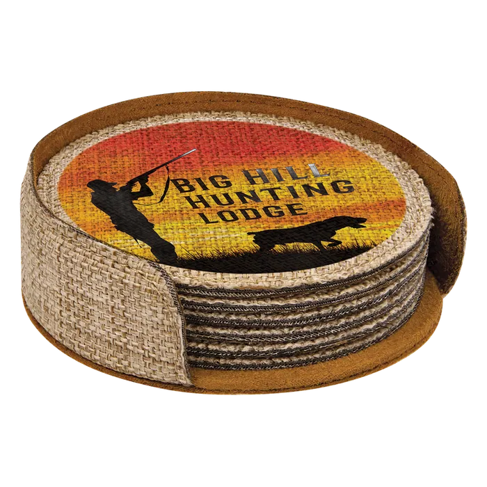 Sublimatable Burlap Round 6-Coaster Set