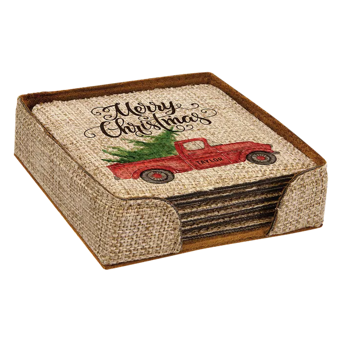 Sublimatable Burlap Square 6-Coaster Set