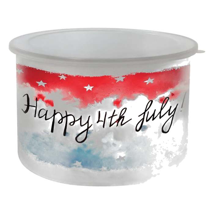 Tall 40 oz. Full Color Enamel Bowl with Flexible Plastic Lid