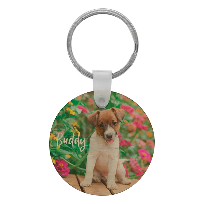 Full Color Round Wood Key Chain