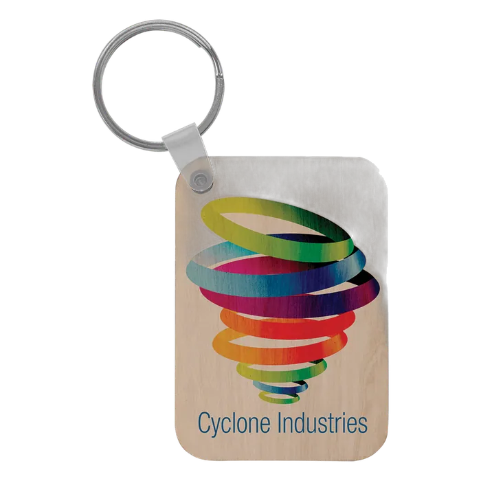 Full Color Rectangle Wood Key Chain