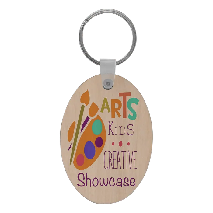 Full Color Oval Wood Key Chain