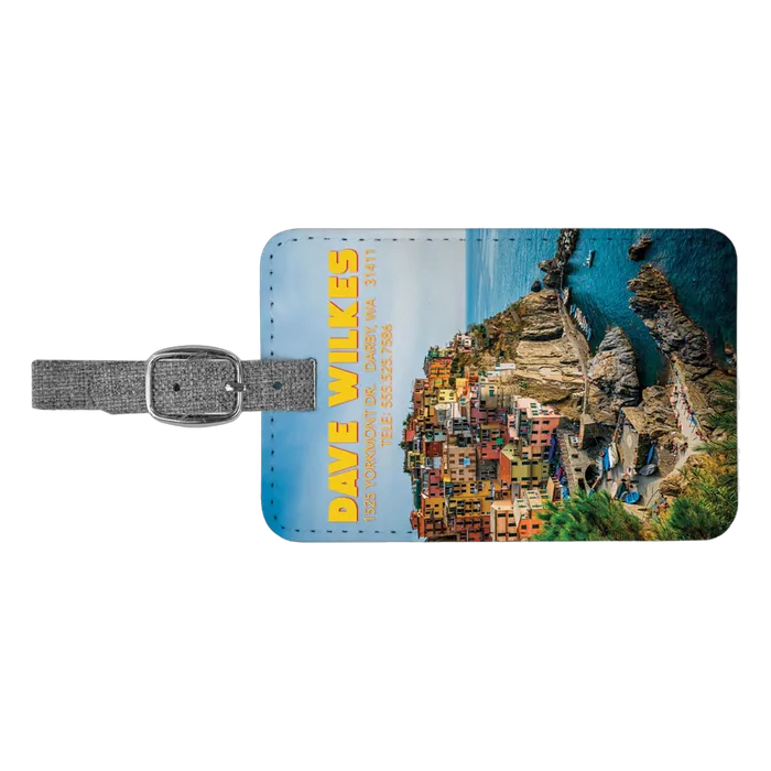 1-Sided Smooth Fabric Front, Gray Canvas Back Luggage Tag