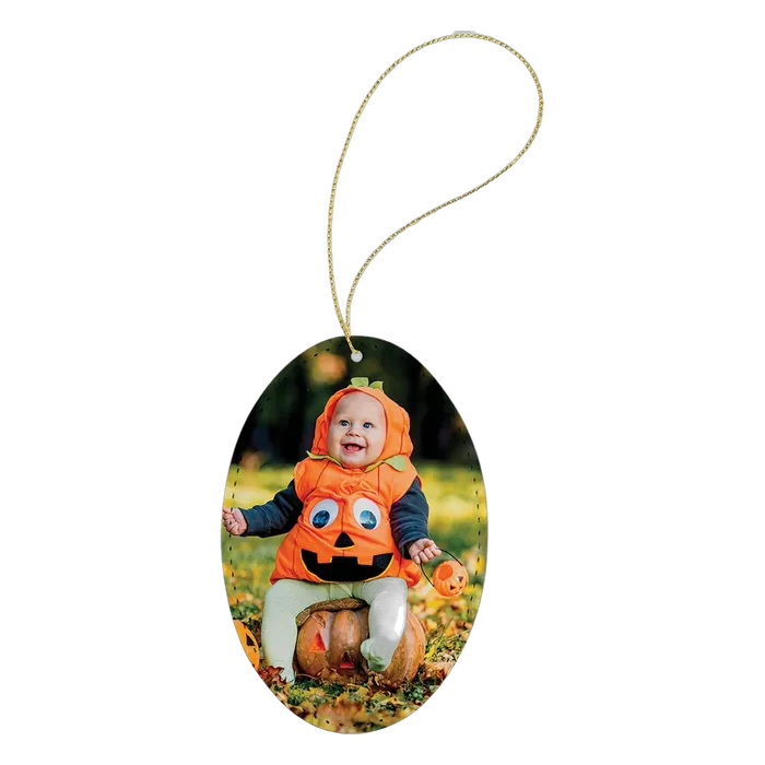 Smooth Fabric Front, Gray Canvas Back Oval Christmas Ornament