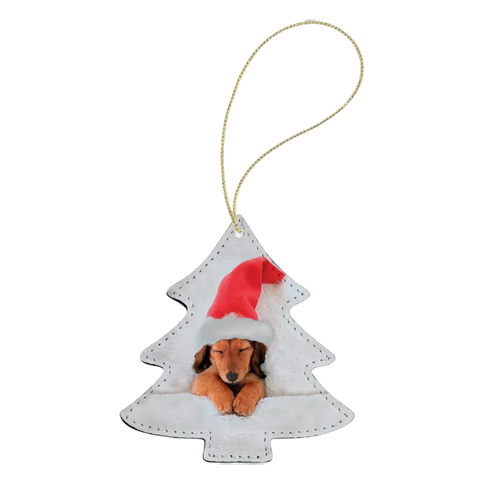 Tree Shaped Smooth Fabric Front, Gray Canvas Back Ornament