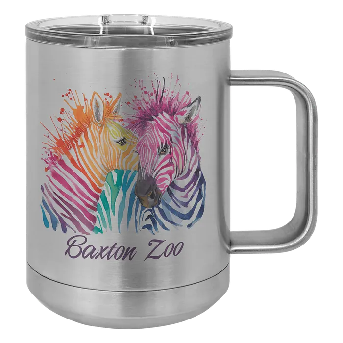 Stainless Steel 15 oz. Polar Camel Full Color Coffee Mug with Slider Lid