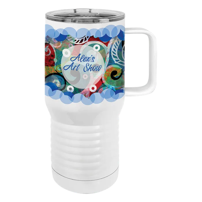 White 20 oz. Polar Camel Full Color Travel Mug with Slider Lid