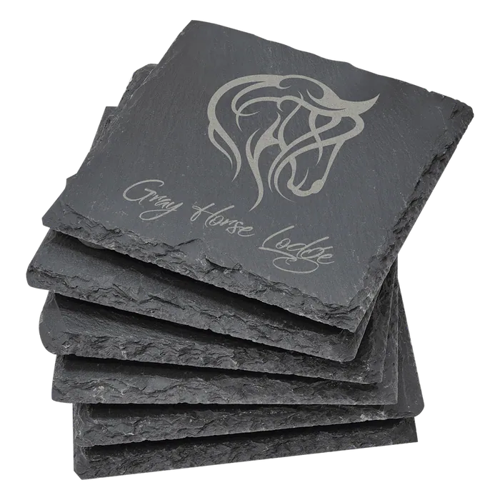 Square Slate 6 Pack Coaster Set