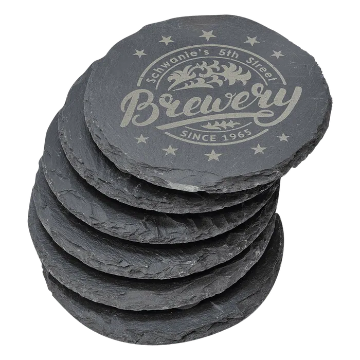 Round Slate 6 Pack Coaster Set