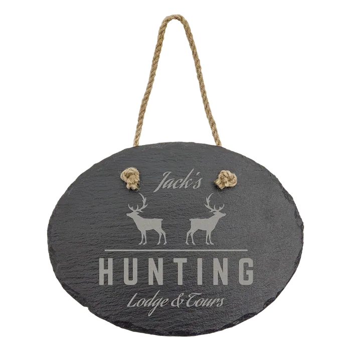 7 3/4" x 6" Oval Slate Decor with Hanger String