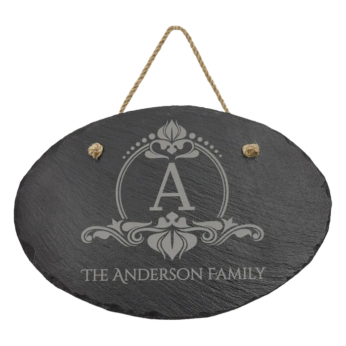 11 3/4" x 7 3/4" Oval Slate Decor with Hanger String