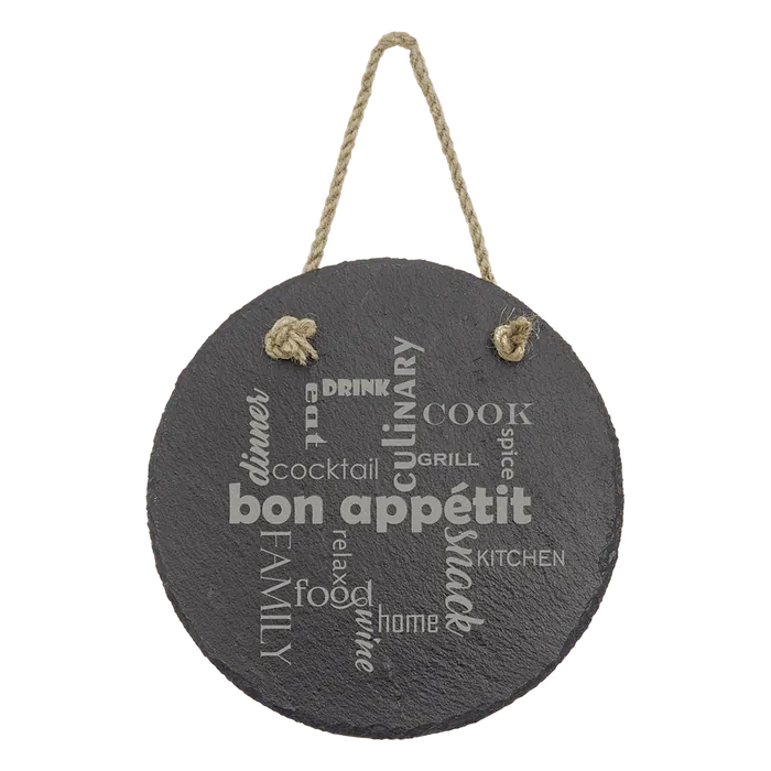7" Round Slate Decor with Hanger String