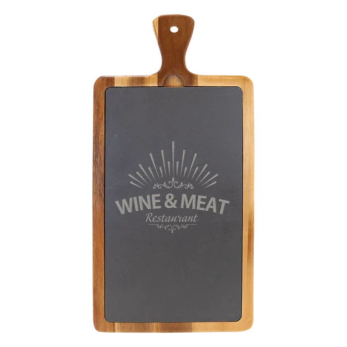 Acacia Wood and Slate Cutting Board, 7 3/4" x 16"
