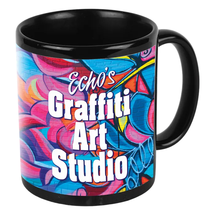 Black/White 11 oz. Ceramic Banner Mug