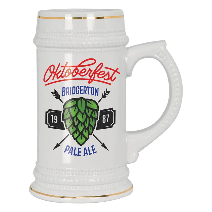 White 18 oz. Ceramic Stein