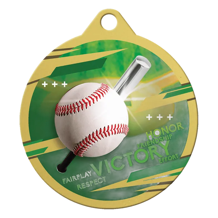 Baseball Inspire Medal - Gold, 2"