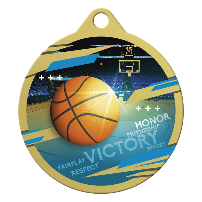 Basketball Inspire Medal - Gold, 2"