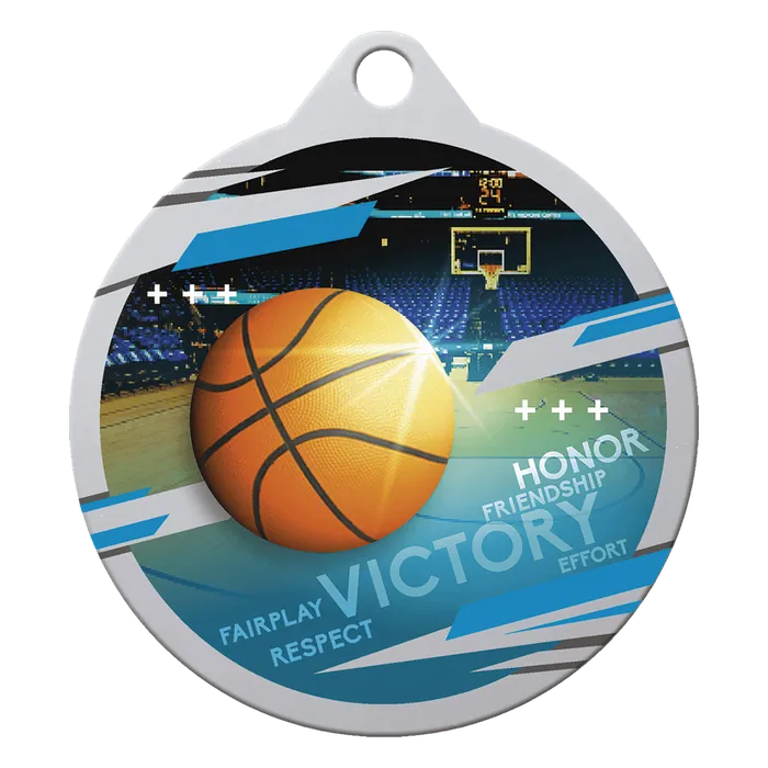 Basketball Inspire Medal - Silver, 2"