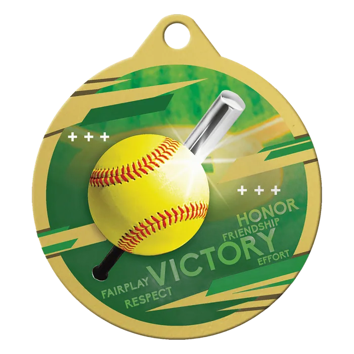 Softball Inspire Medal - Gold, 2"