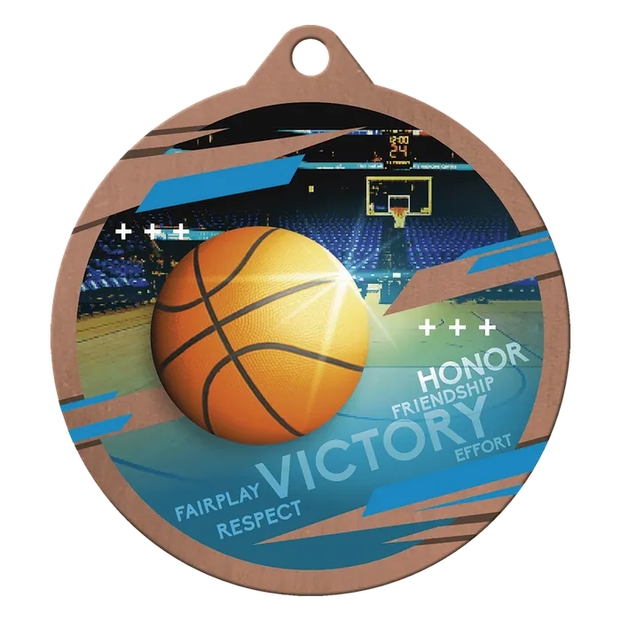 Basketball Inspire Medal - Bronze, 2 3/4"