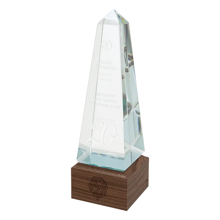 Obelisk Sierra Glass with Walnut Base, 9 3/4"