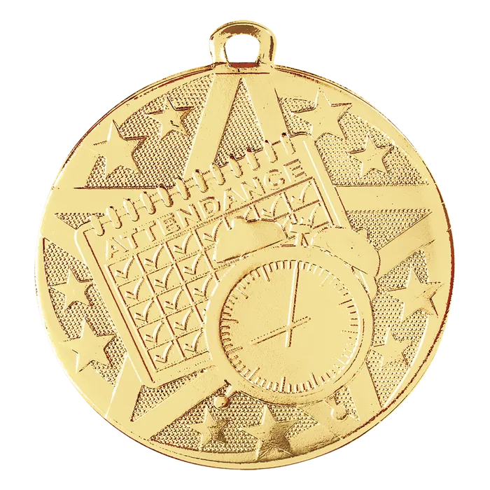 Perfect Attendance Superstar Medal-Gold