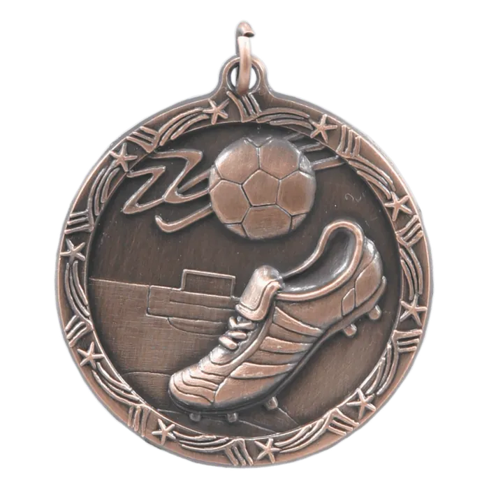 Soccer Shooting Star Medal-Bronze, 1 3/4"
