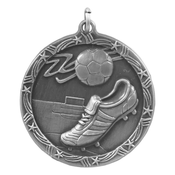 Soccer Shooting Star Medal-Silver, 1 3/4"