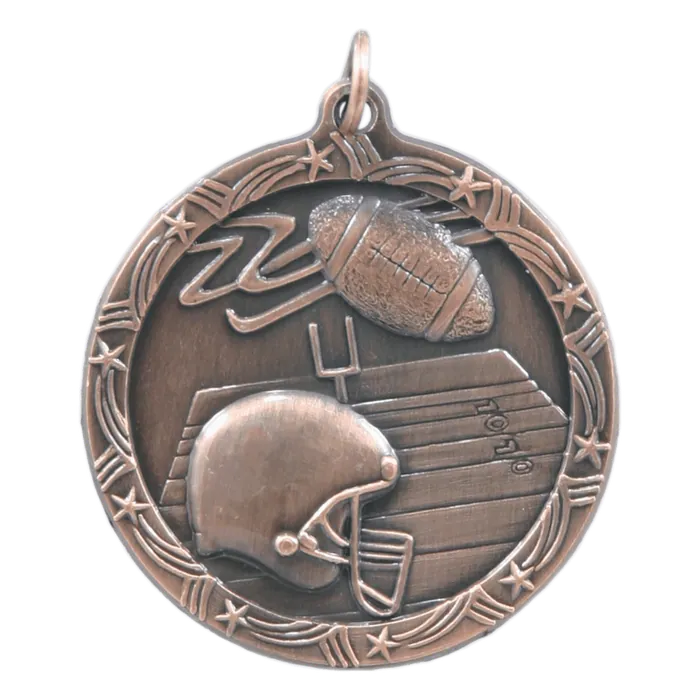 Football Shooting Star Medal-Bronze, 1 3/4"