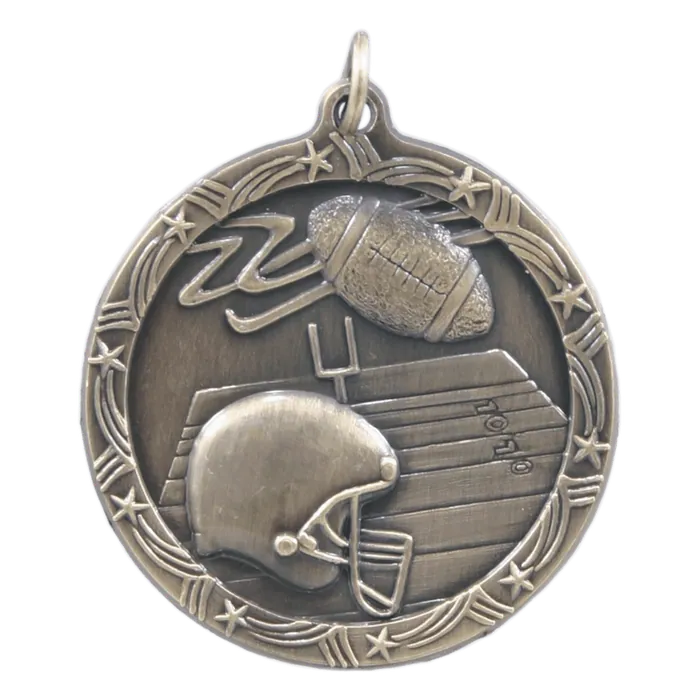 Football Shooting Star Medal-Gold, 1 3/4"