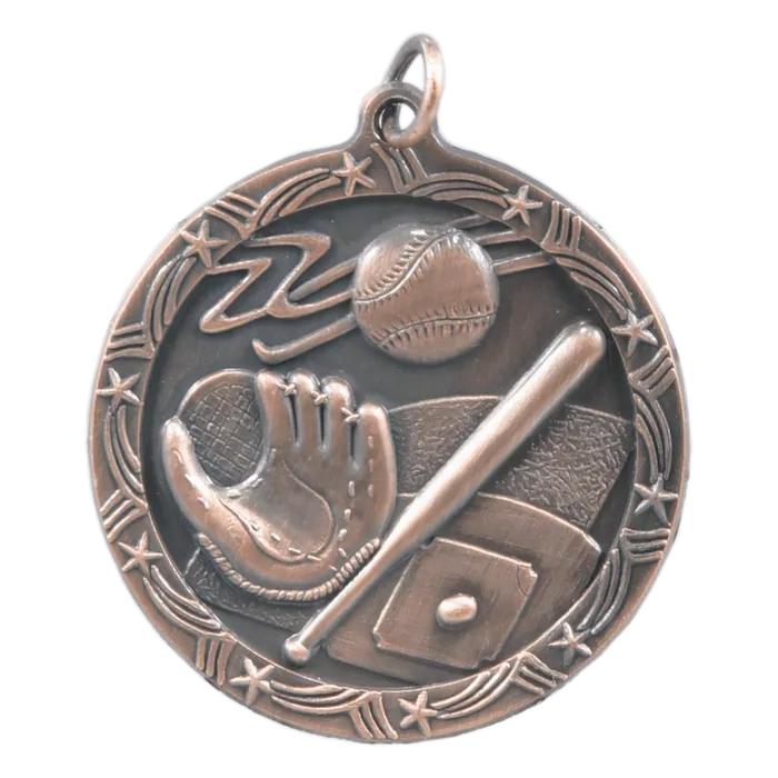 Baseball/Softball Shooting Star Medal-Bronze, 1 3/4"