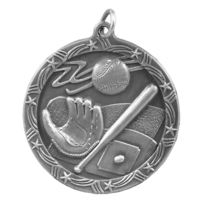 Baseball/Softball Shooting Star Medal-Silver, 1 3/4"