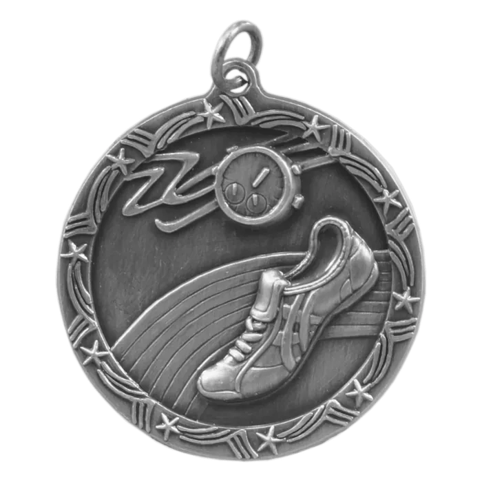 Track Shooting Star Medal-Silver, 2"