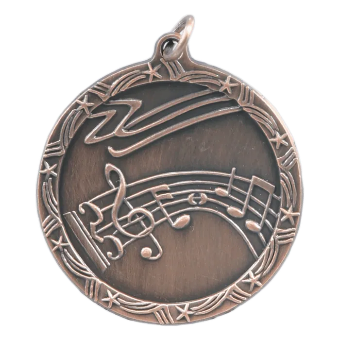 Music Shooting Star Medal-Bronze, 1 3/4"