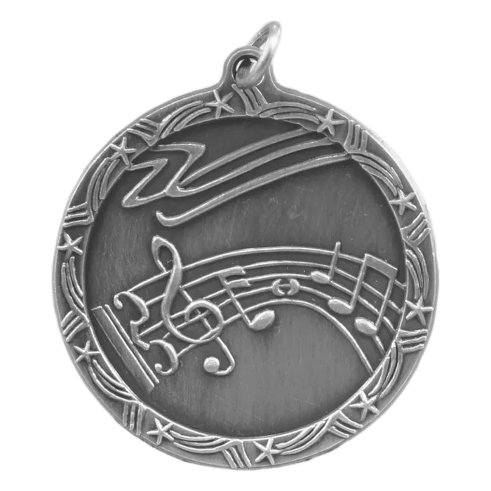 Music Shooting Star Medal-Silver, 1 3/4"
