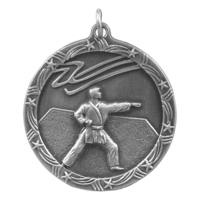 Martial Arts Shooting Star Medal-Silver, 1 3/4"