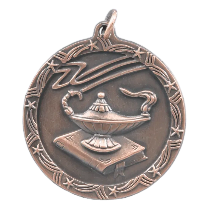 Lamp of Knowledge Shooting Star Medal-Bronze, 1 3/4"