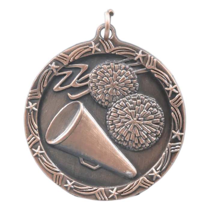 Cheer Shooting Star Medal-Bronze, 1 3/4"
