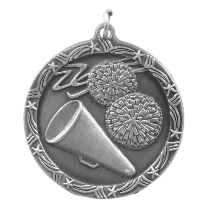 Cheer Shooting Star Medal-Silver, 1 3/4"