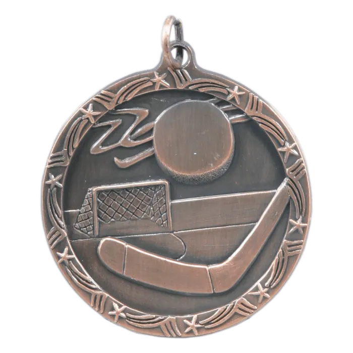 Hockey Shooting Star Medal-Bronze, 1 3/4"